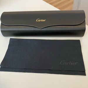 Cartier Black and Gold Eyeglass Case with Cloth